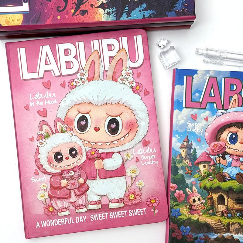 Labub A5 Notizbuch Hochwertiges Cartoon Horizontal Liniert Buch Cartoon Handkonto Buch Student Super Dicker Notizblock von Joom DACH