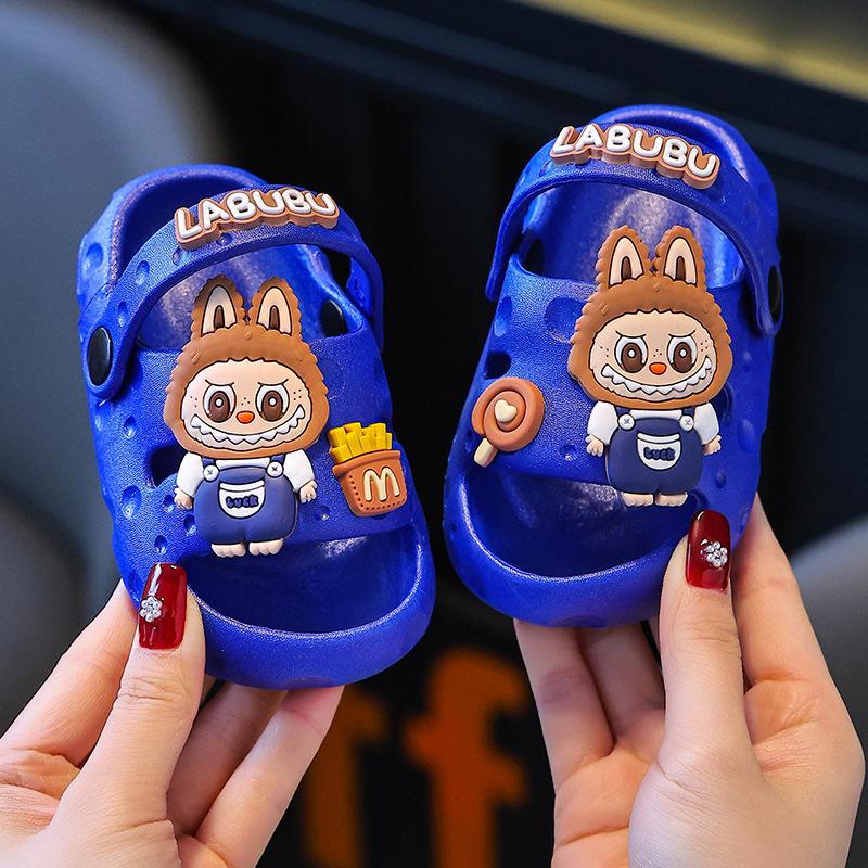 Labubu Cartoon Kinder Sommer Weichsohle Anti-Rutsch Hausschuhe für Jungen & Mädchen 16CM (Size 26-27) blau von Joom DACH