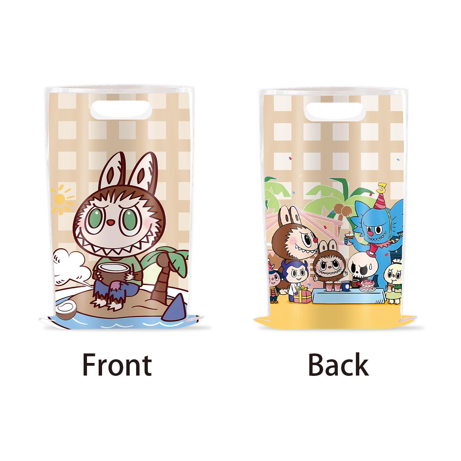 Labubu Geburtstagsparty Einweggeschirr-Set - Teller, Servietten, Becher, Tischdecke, Banner von Joom DACH