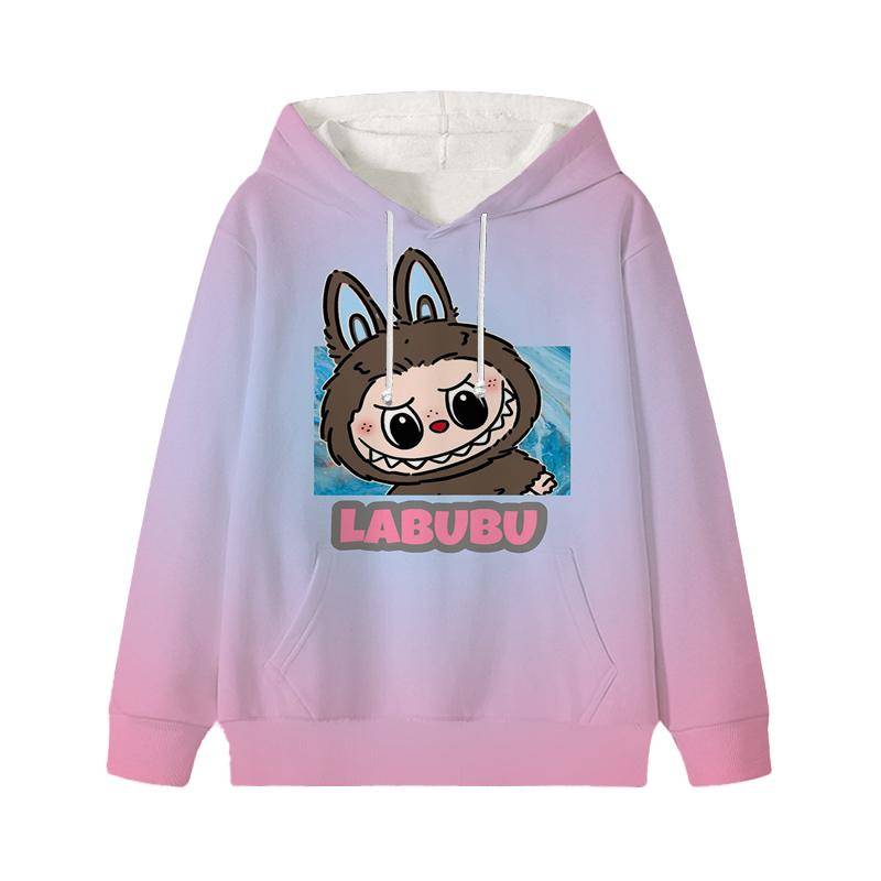 Labubu Gedruckt Kinder Langarm Anime Jungen Mädchen Hoodies Herbst Casual Kleidung Dünne Mantel Kinder Cartoon Jacken Geschenke 130 schwarz von Joom DACH