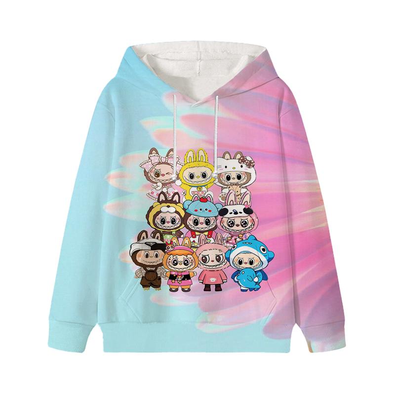 Labubu Gedruckt Kinder Langarm Anime Jungen Mädchen Hoodies Herbst Casual Kleidung Dünne Mantel Kinder Cartoon Jacken Geschenke 140 aero blau von Joom DACH