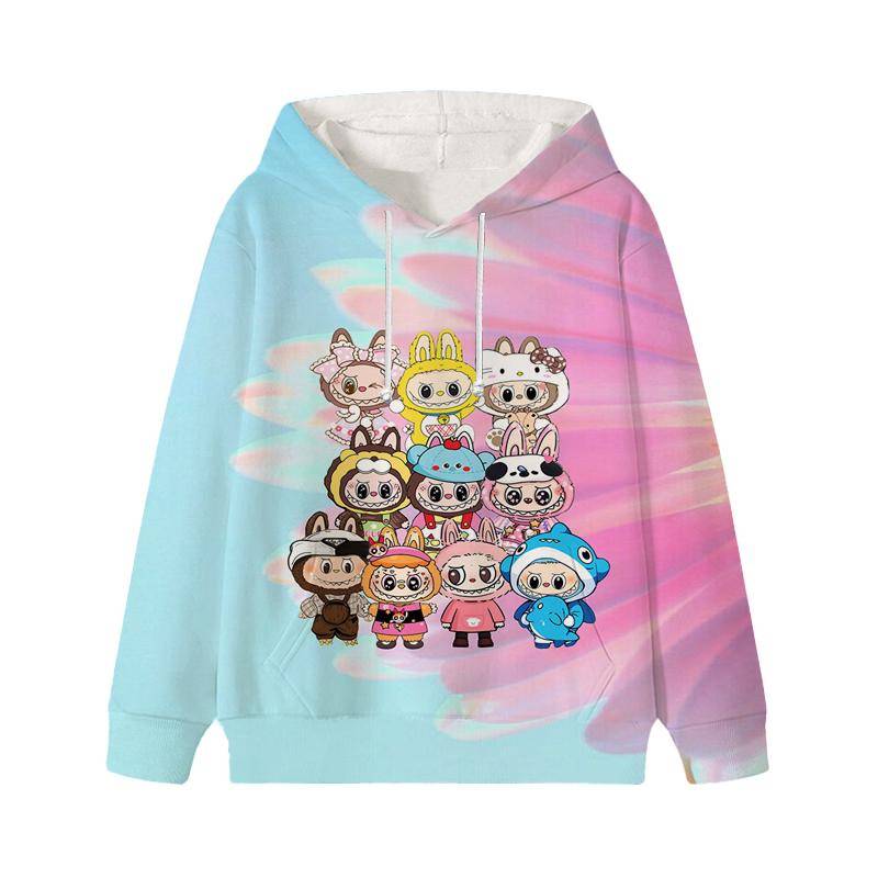Labubu Gedruckt Kinder Langarm Anime Jungen Mädchen Hoodies Herbst Casual Kleidung Dünne Mantel Kinder Cartoon Jacken Geschenke 140 aero blau von Joom DACH
