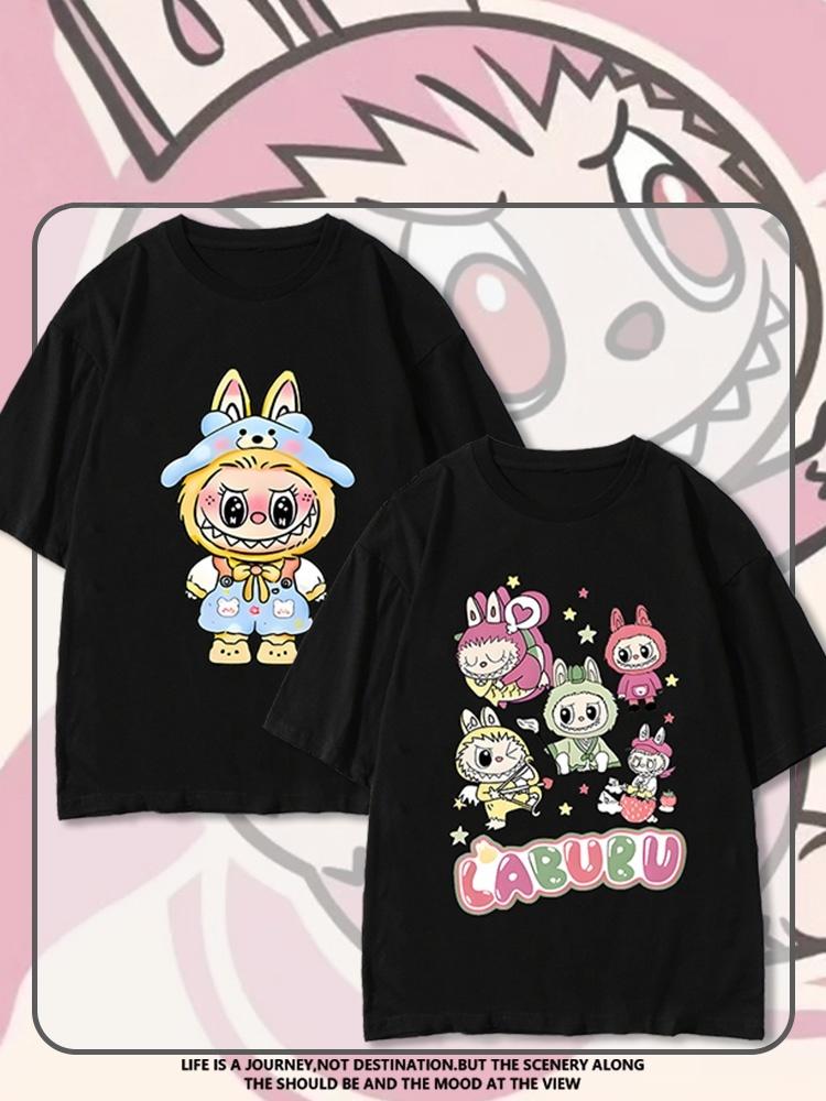 Labubu Joint Kurzarm-T-Shirt Herren und Damen Sommer Cartoon Oberteil Labubu Puppe Periphere Kleidung Lässig Vielseitig Trend S von Joom DACH