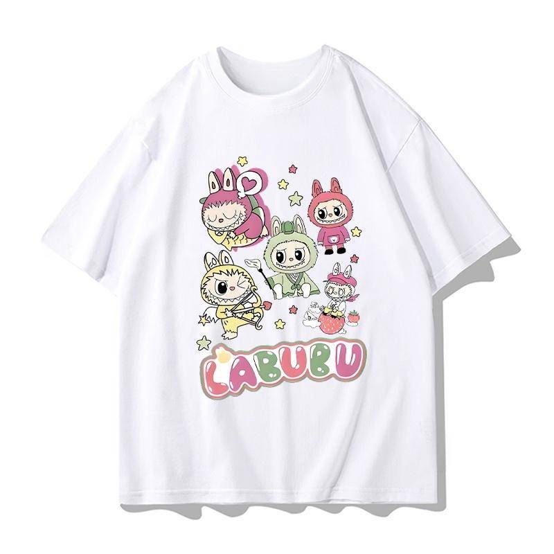 Labubu Joint Kurzarm-T-Shirt Herren und Damen Sommer Cartoon Oberteil Labubu Puppe Periphere Kleidung Lässig Vielseitig Trend S von Joom DACH