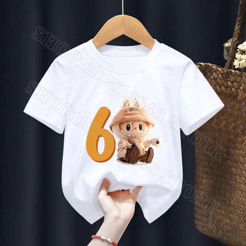 Labubu Jungen Mädchen Geburtstagsparty T-Shirt Baby Show Baumwollkleidung Mode Cartoon Anime Grafikdruck Oberteile Cool Bequem Geschenk 120 von Joom DACH