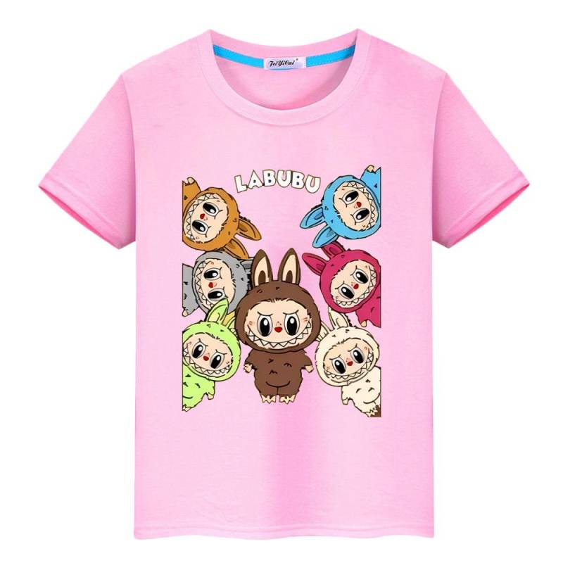 Labubu Kawaii Tops Anime Kurze stolz t-shirt 100% Baumwolle t shirt für kinder jungen 10 jahre y2k kinder kleidung mädchen kleinkind mädchen kleidung 160 rosa von Joom DACH