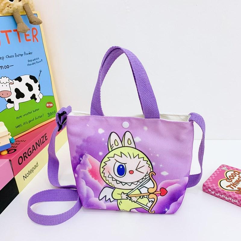 Labubu Neue Cartoon Canvas Einkaufstasche Umhängetasche Niedliche Kleine Mädchen Handtasche Tasche Reise Freizeit Handtasche violett von Joom DACH