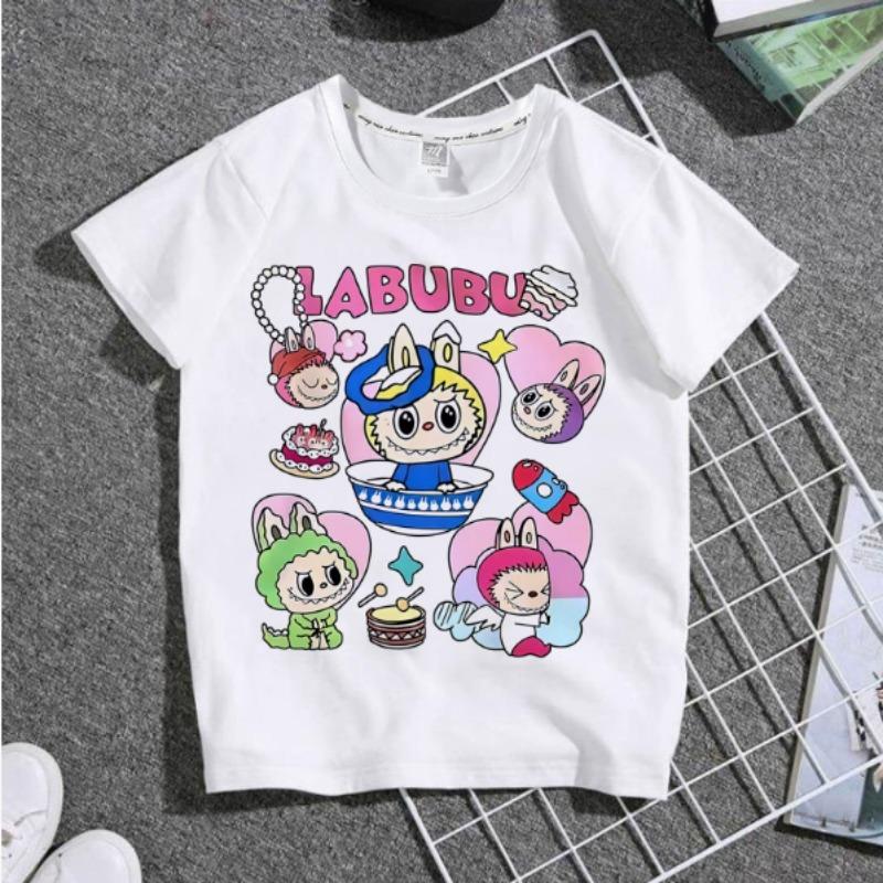 Labubu Original Kinder T-Shirt Junge Mädchen Kawaii Anime Muster Kurzarm Sommer Trendy Lässiges T-Shirt Top Kind Labubu Kleidung Geschenk 120 von Joom DACH