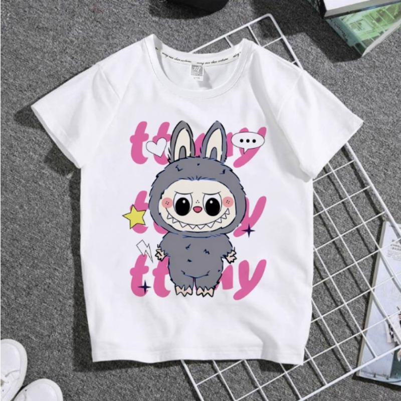 Labubu Original Kinder T-Shirt Junge Mädchen Kawaii Anime Muster Kurzarm Sommer Trendy Lässiges T-Shirt Top Kind Labubu Kleidung Geschenk 130 von Joom DACH