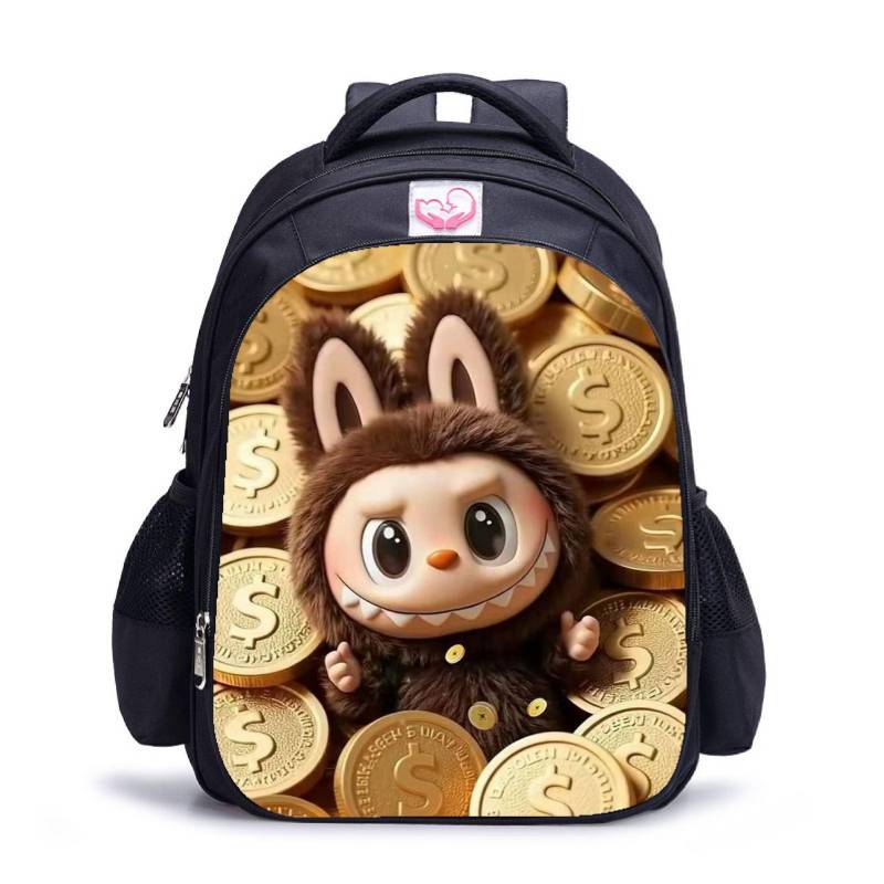 Labubu trendiger Kinder-Kindergarten-Schulranzen schwarz Herren- und Damen-Rucksack Cartoon Studentenrucksack 5529 S von Joom DACH