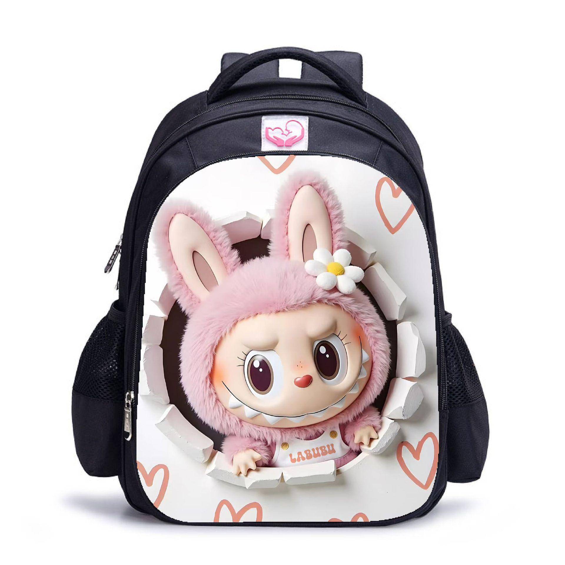 Labubu trendiger Kinder-Kindergarten-Schulranzen schwarz Herren- und Damen-Rucksack Cartoon Studentenrucksack 5529 S von Joom DACH