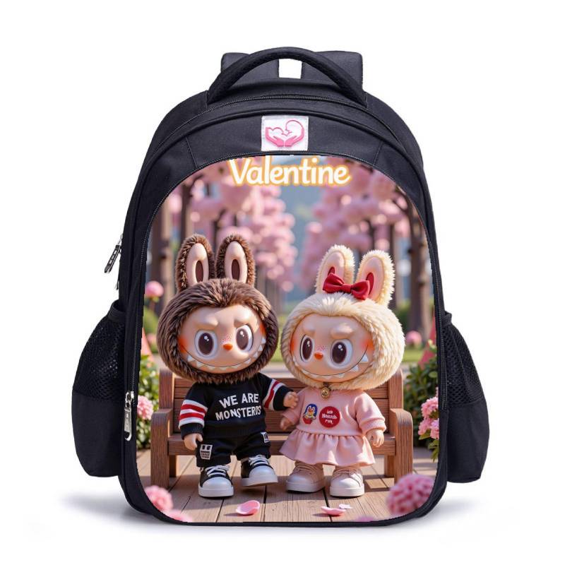 Labubu trendiger Kinder-Kindergarten-Schulranzen schwarz Herren- und Damen-Rucksack Cartoon Studentenrucksack 5529 S von Joom DACH
