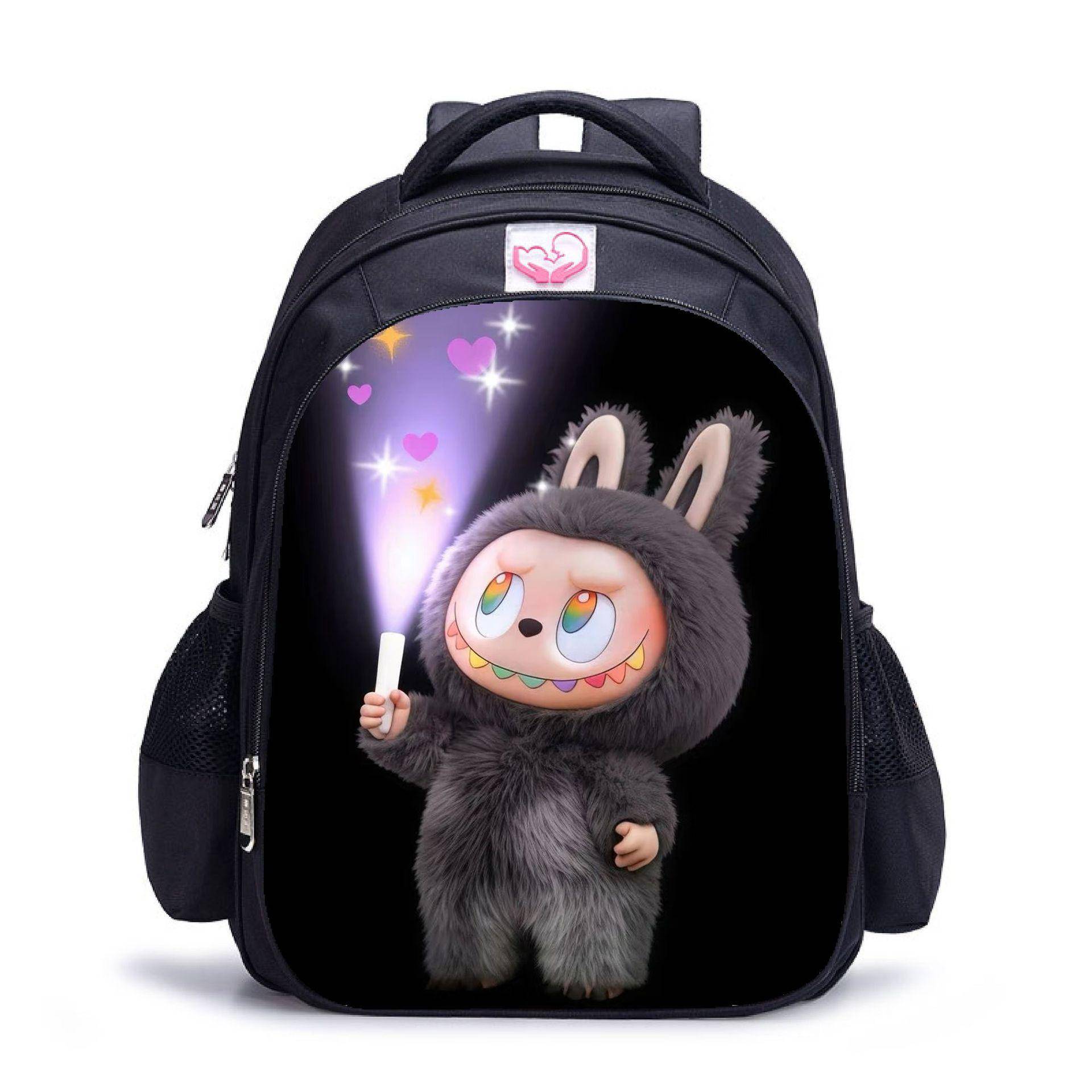 Labubu trendiger Kinder-Kindergarten-Schulranzen schwarz Herren- und Damen-Rucksack Cartoon Studentenrucksack 5529 S von Joom DACH