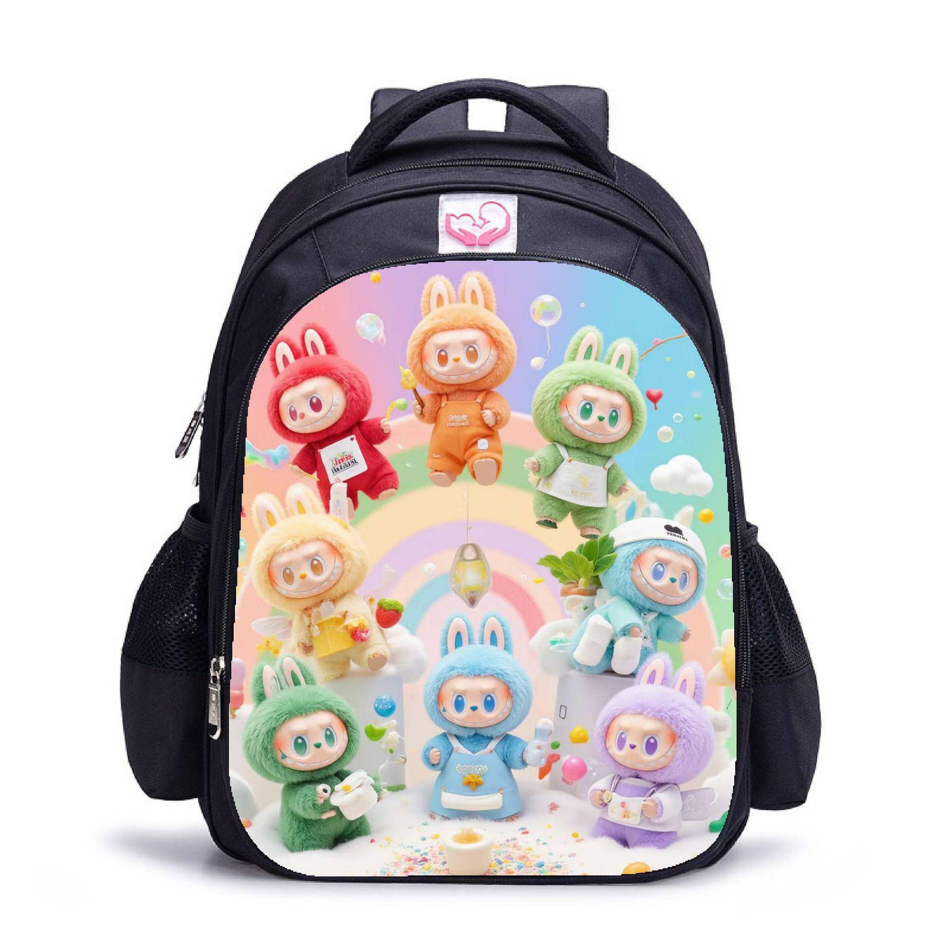 Labubu trendiger Kinder-Kindergarten-Schulranzen schwarz Herren- und Damen-Rucksack Cartoon Studentenrucksack 5530 CLE S von Joom DACH