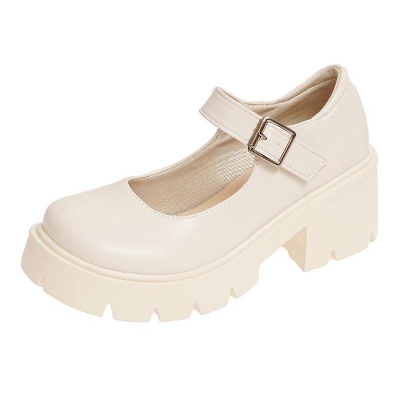 Lackleder High Heels Mary Jane Schuhe Damen Japanischer Stil Knöchelschnalle Plateau Pumps Frau Punk Jk Uniform Lolita Schuhe 43 42 weiß von Joom DACH