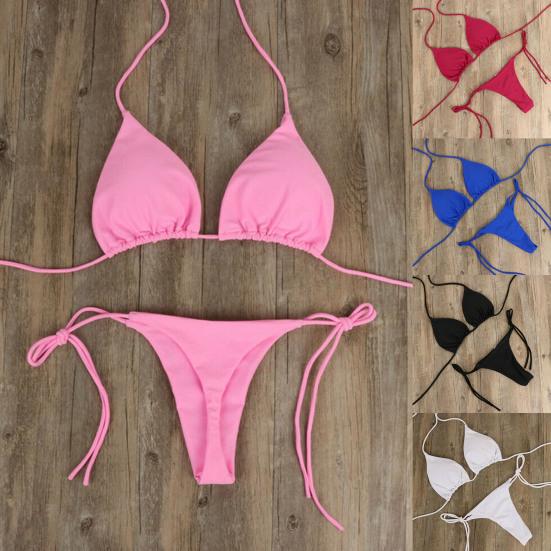Lady Bademode Trendy Sexy Bandage Frauen Bademode Backless Bikini Set Frauen Bademode für Strand S rot von Joom DACH