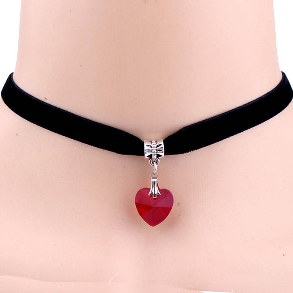 Lady Girl Punk Gothic aushöhlen Herz Choker samt Kragen Halskette Schmuck rot von Joom DACH