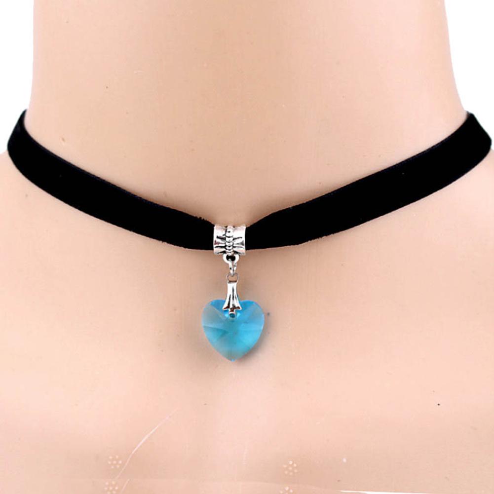 Lady Girl Punk Gothic aushöhlen Herz Choker samt Kragen Halskette Schmuck himmelblaue von Joom DACH