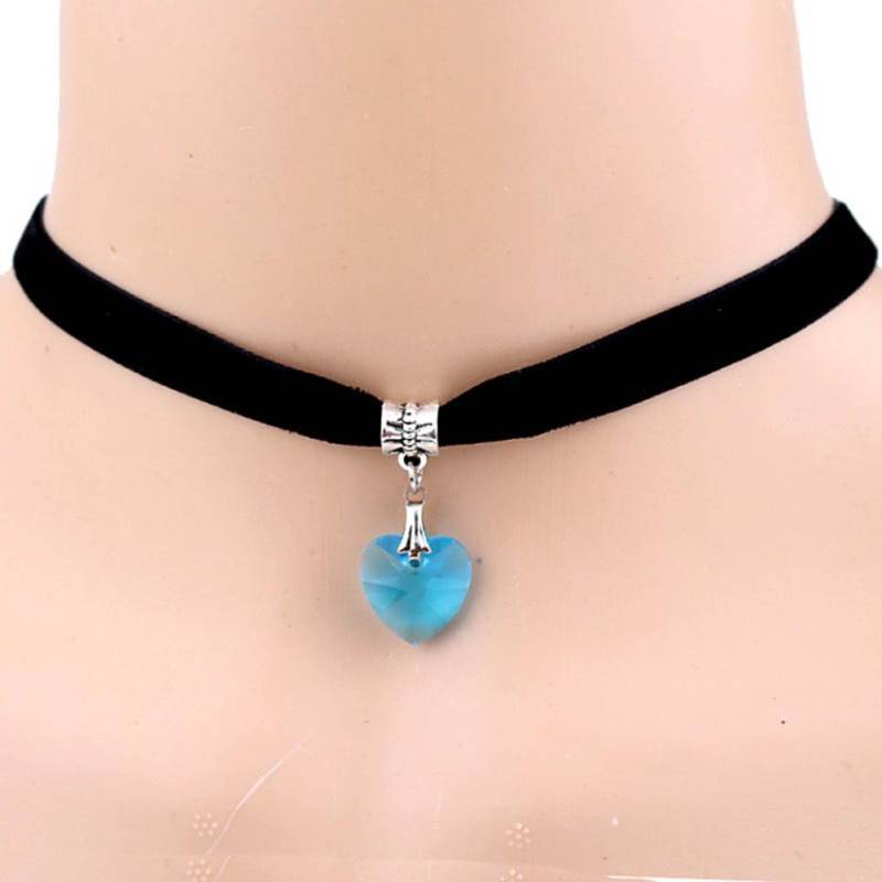 Lady Girl Punk Gothic aushöhlen Herz Choker samt Kragen Halskette Schmuck himmelblaue von Joom DACH