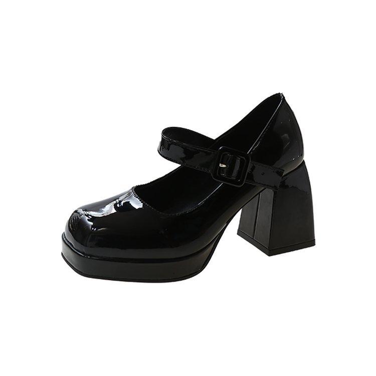 Lady Mary Jane Schuhe Neue Square Toe Plateau Damen High Heels Große Größe 35-44 Damen Chunky Heels Rutschfeste Pumps 36 schwarz von Joom DACH