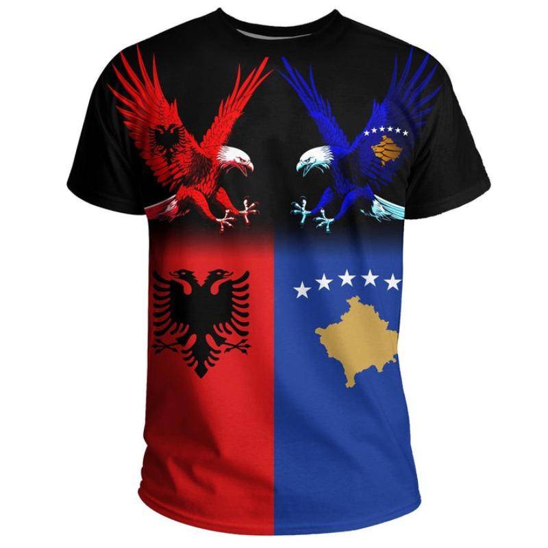 Länderflagge Retro-Albanien-Symbol NewFashion Herren/Damen 3D-Druck Sommer-T-Shirts Albanien-Kosovo-T-Shirt Unser besonderer Freund 2XL von Joom DACH