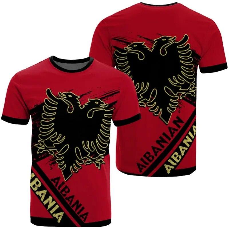 Länderflagge Retro-Albanien-Symbol NewFashion Herren/Damen 3D-Druck Sommer-T-Shirts Albanien-Kosovo-T-Shirt Unser besonderer Freund XL von Joom DACH