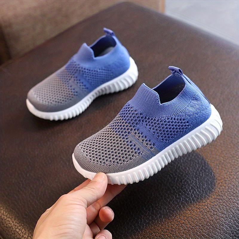 Lässige, atmungsaktive, gewebte Sneakers für Jungen, Mädchen und Kinder, leichte, rutschfeste Slip-On-Sneaker mit niedrigem Oberteil für drinnen und draußen, Frühling und Herbst 27 blau von Joom DACH