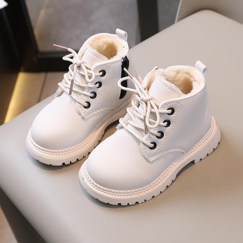 Lässige, bequeme Lederstiefel für Jungen und Mädchen, einfaches Design mit seitlichem Reißverschluss, rutschfeste kurze Stiefel 25 von Joom DACH