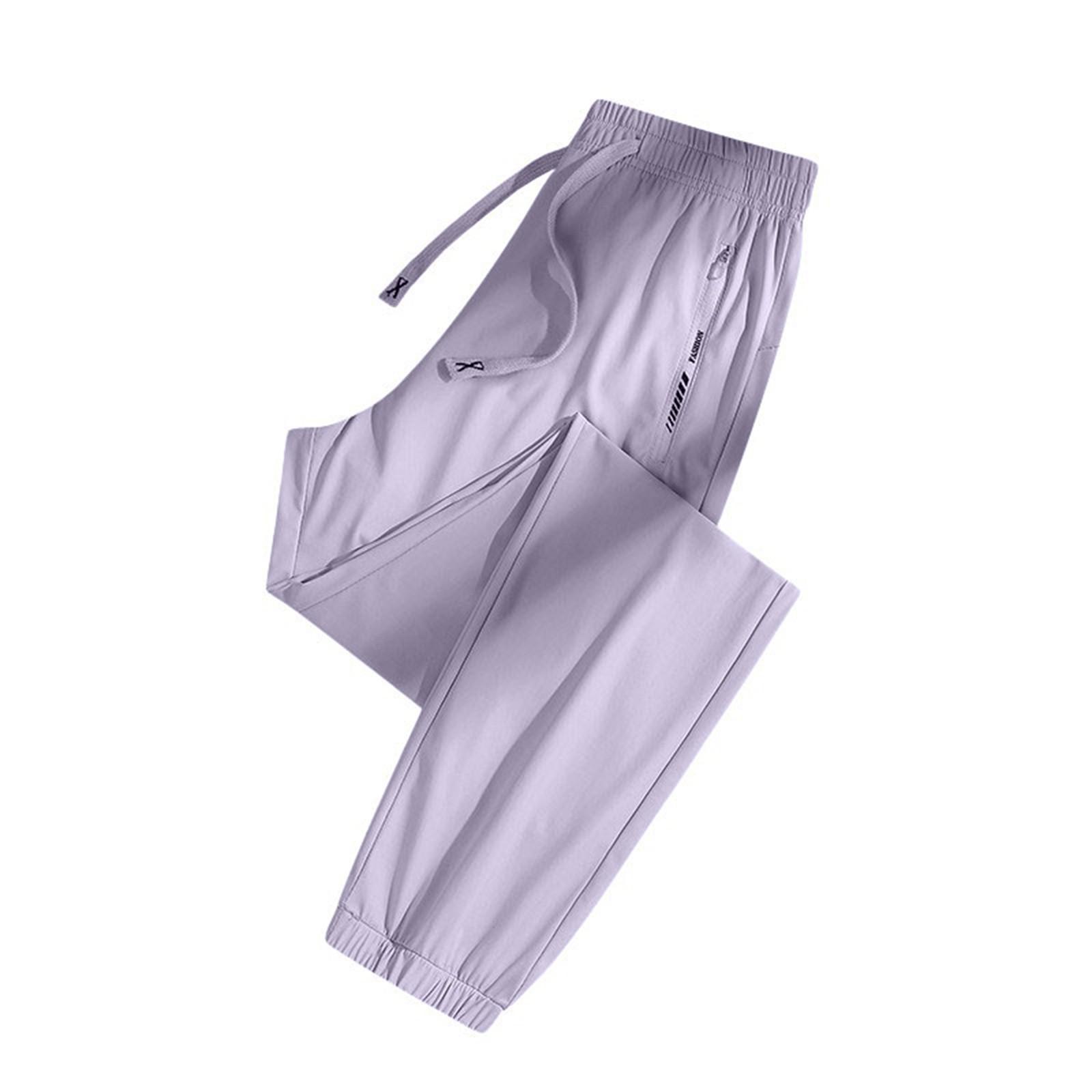 Lässige, einfarbige, elastische Taille, gerade Freizeithose für Damen mit Taschen XXL von Joom DACH