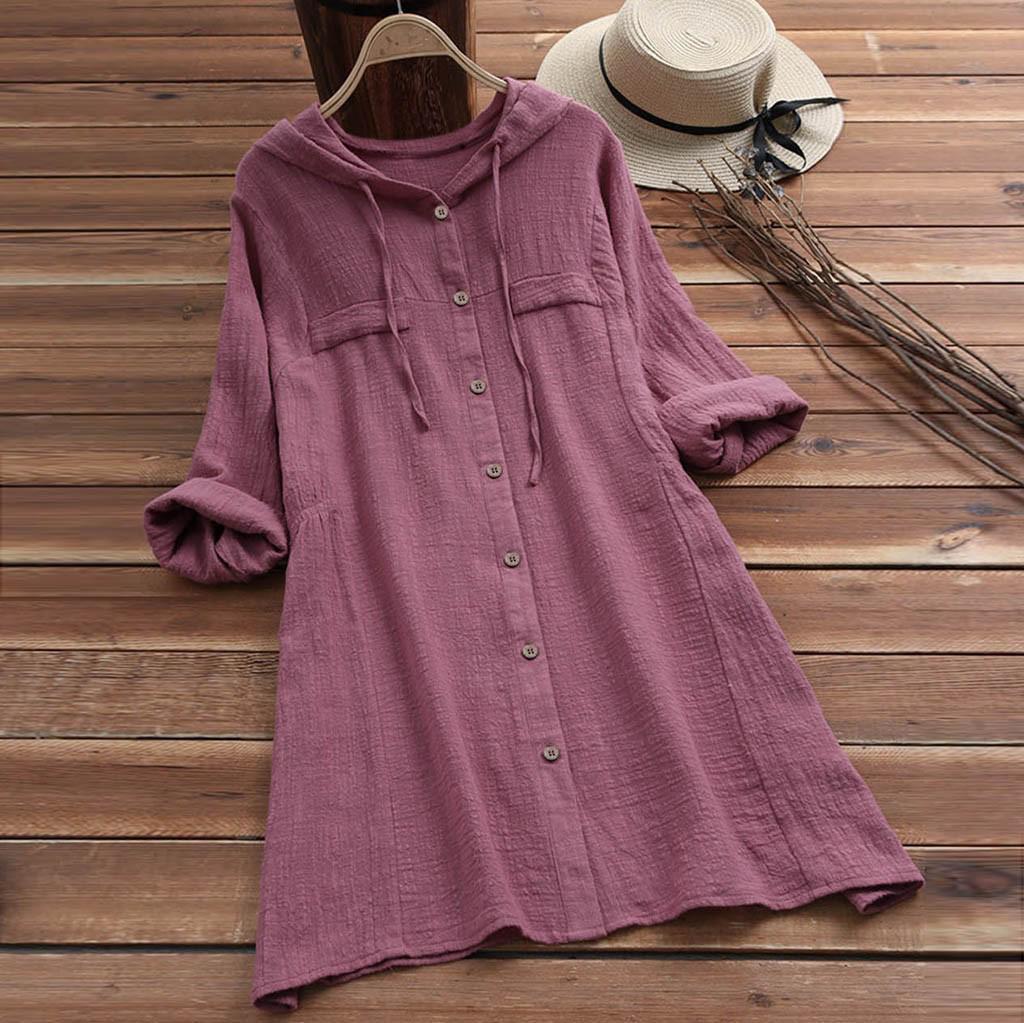 Lässige Damen-Bluse mit Knöpfen, Übergröße, Baumwolle, T-Shirt, Kapuzentasche, lockere Bluse XL rosa Lässige Damen-Bluse mit Knöpfen, Übergröße, Baumwolle, T-Shirt, Kapuzentasche, lockere Bluse XL rosa von Joom DACH