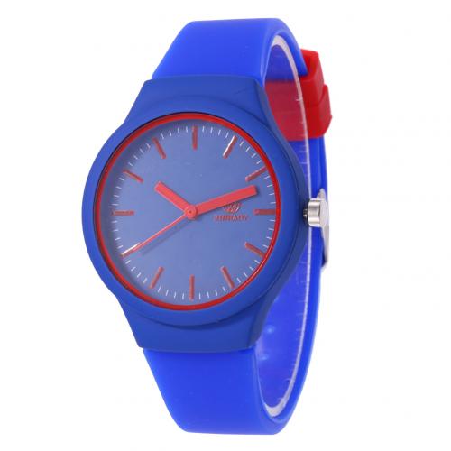 Lässige Damen Süßigkeitenfarbe Silikon Keine Zahlen Rundes Zifferblatt Quarz Armbanduhr Neu Damen Kleideruhren Geschenk blau von Joom DACH
