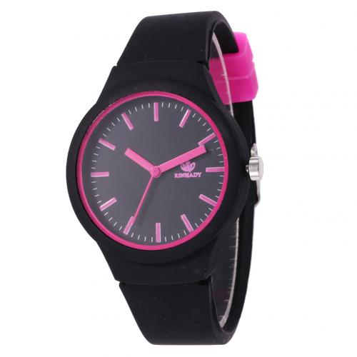 Lässige Damen Süßigkeitenfarbe Silikon Keine Zahlen Rundes Zifferblatt Quarz Armbanduhr Neu Damen Kleideruhren Geschenk schwarz von Joom DACH