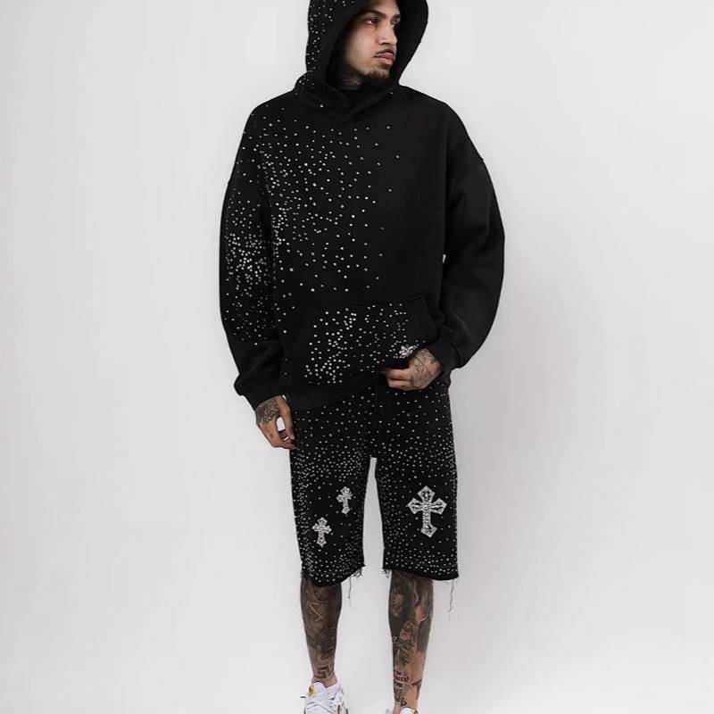 Lässige Herren Denim Shorts Hosen Mode Retro Stil Jeans Shorts Jeans Gothic Strass Denim Shorts S von Joom DACH