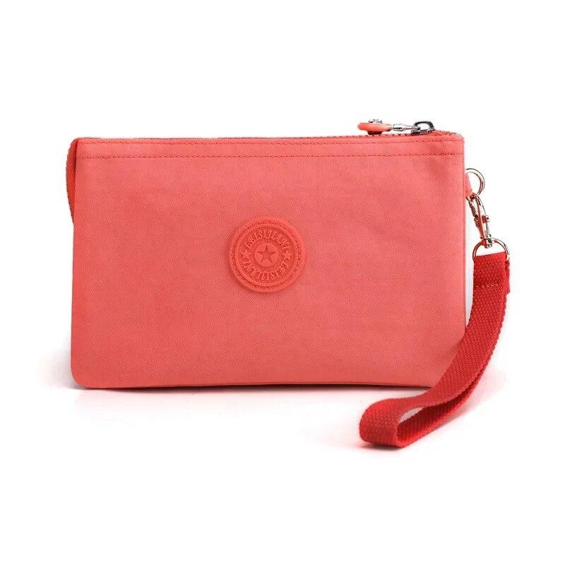 Lässige Nylon-Canvas-Münzen-Geld-Organizer-Taschen für Frauen, mehrschichtige Geldbörse, tragbare Telefon-Kulturartikel, Schlüssel-Aufbewahrung, Handtasche, Handgelenktasche orange von Joom DACH