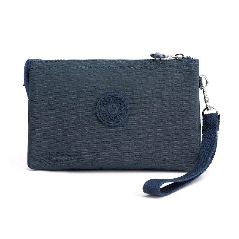 Lässige Nylon-Canvas-Münzen-Geld-Organizer-Taschen für Frauen, mehrschichtige Geldbörse, tragbare Telefon-Kulturartikel, Schlüssel-Aufbewahrung, Handtasche, Handgelenktasche blau von Joom DACH