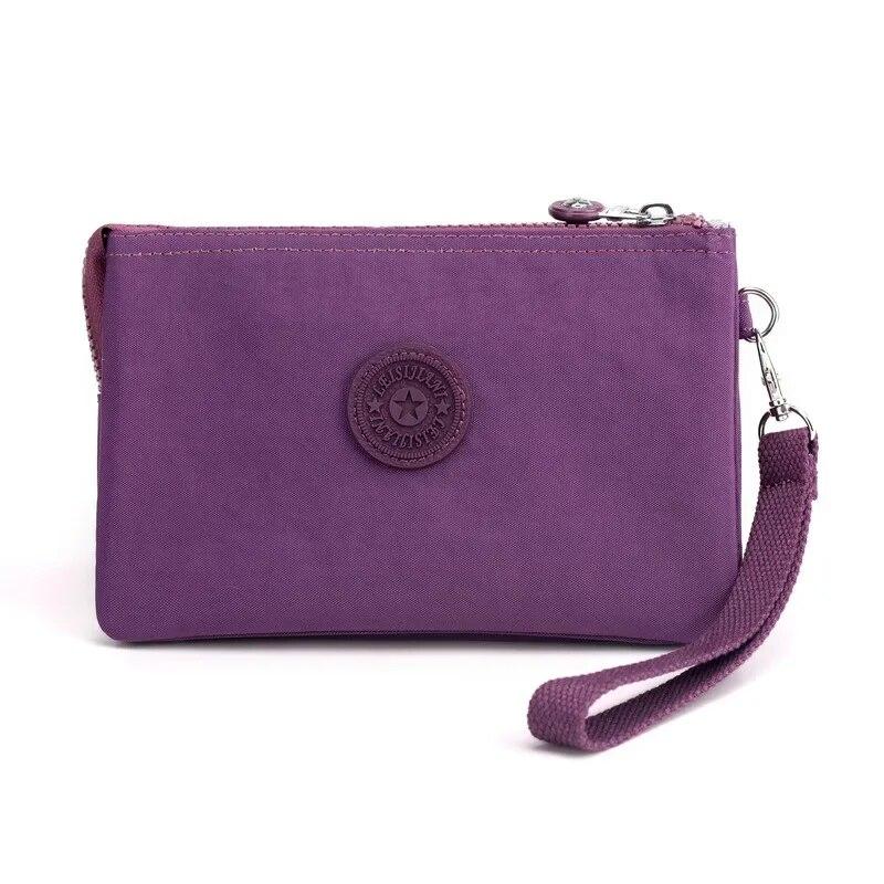 Lässige Nylon-Canvas-Münzen-Geld-Organizer-Taschen für Frauen, mehrschichtige Geldbörse, tragbare Telefon-Kulturartikel, Schlüssel-Aufbewahrung, Handtasche, Handgelenktasche violett von Joom DACH