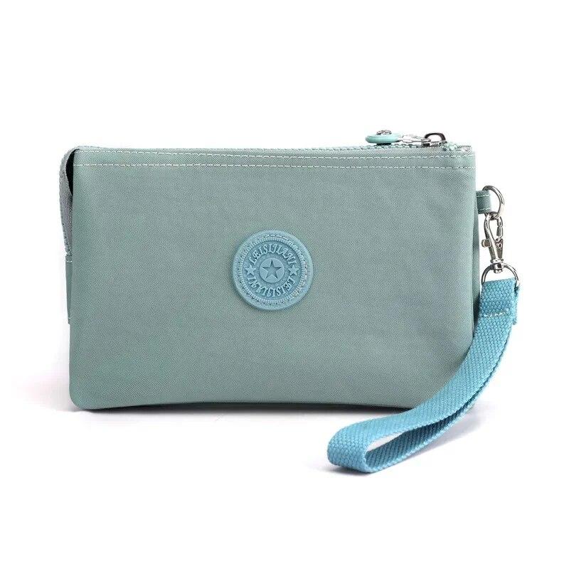 Lässige Nylon-Canvas-Münzen-Geld-Organizer-Taschen für Frauen, mehrschichtige Geldbörse, tragbare Telefon-Kulturartikel, Schlüssel-Aufbewahrung, Handtasche, Handgelenktasche see-blaue von Joom DACH