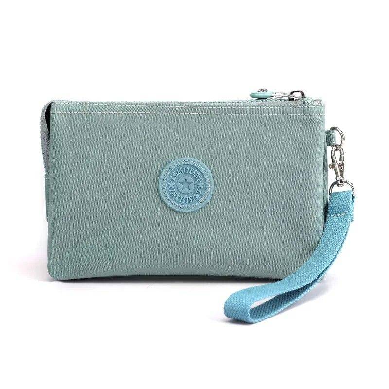 Lässige Nylon-Canvas-Münzen-Geld-Organizer-Taschen für Frauen, mehrschichtige Geldbörse, tragbare Telefon-Kulturartikel, Schlüssel-Aufbewahrung, Handtasche, Handgelenktasche see-blaue von Joom DACH