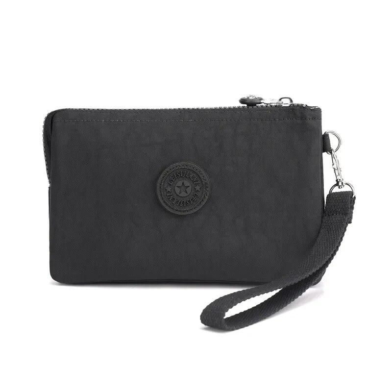 Lässige Nylon-Canvas-Münzen-Geld-Organizer-Taschen für Frauen, mehrschichtige Geldbörse, tragbare Telefon-Kulturartikel, Schlüssel-Aufbewahrung, Handtasche, Handgelenktasche schwarz von Joom DACH