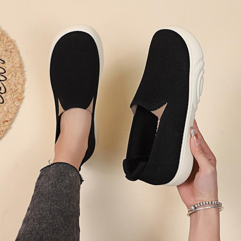 Lässige Plateau-Loafer für Damen, rutschfest, atmungsaktiv, Strick-Mesh, flache Wanderschuhe für Damen, leichte Arbeits- und Tennis-Sneaker, bequeme Abendschuhe 41 von Joom DACH