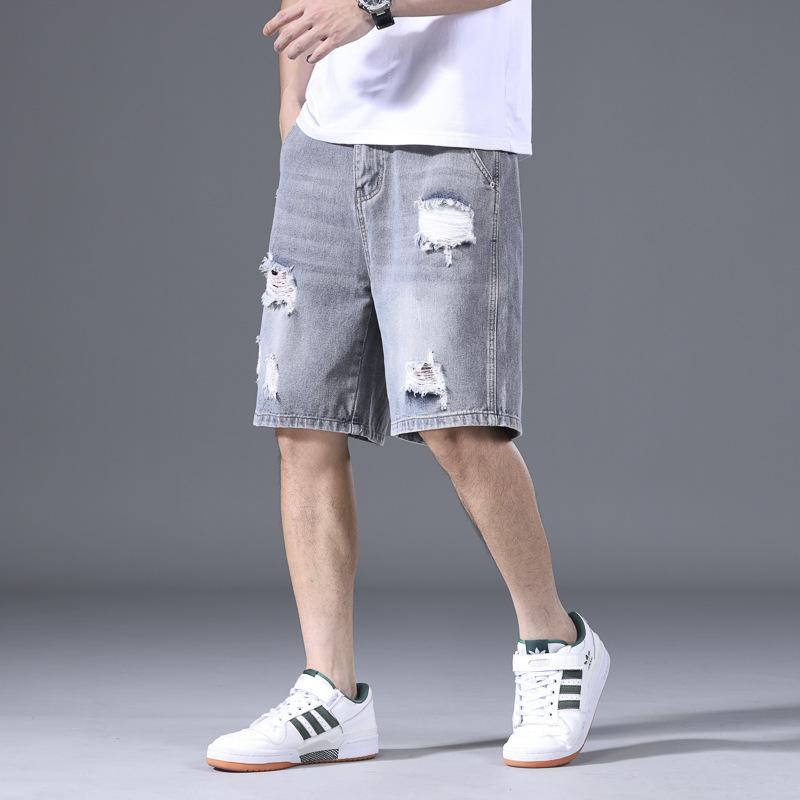 Lässige Retro Bettler Zerrissene Denim Shorts Herren Locker Fünf-Punkt-Hose Sommer Dünn Mittel Hose 38 von Joom DACH