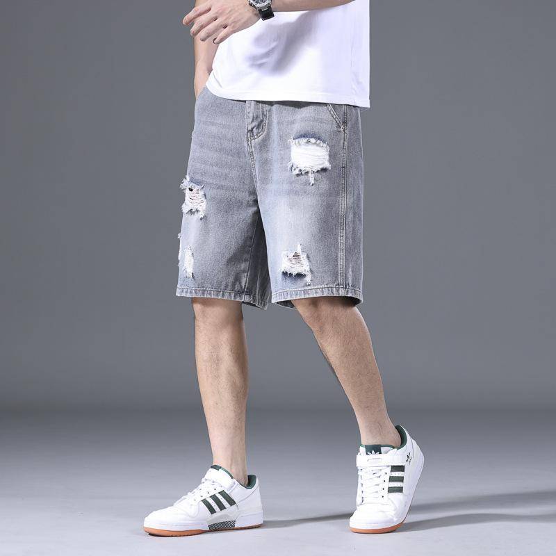 Lässige Retro Bettler Zerrissene Denim Shorts Herren Locker Fünf-Punkt-Hose Sommer Dünn Mittel Hose 38 von Joom DACH