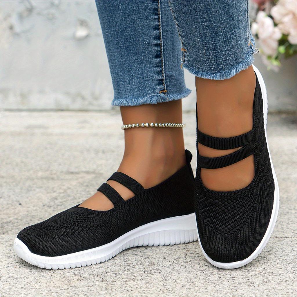 Lässige Sneaker für Damen im Sommer, atmungsaktive Mesh-Ballerinas, bequeme Slip-On-Loafer, Damen-Wanderschuhe 39 schwarz von Joom DACH