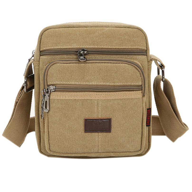 Lässige kleine Canvas-Umhängetasche für Herren, quadratische Tasche, diagonale Tasche, Herren-Umhängetasche One Size khaki von Joom DACH