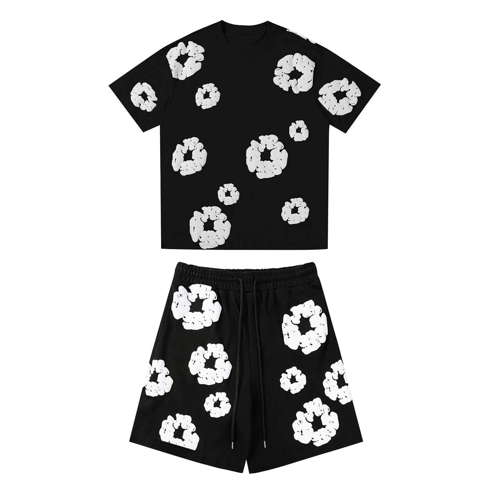 Lässiger, locker sitzender bedruckter T-Shirt und Shorts für Damen und Herren, zweiteiliger Street-Fashion-Trend, kurze Ärmel + Shorts S schwarz Lässiger, locker sitzender bedruckter T-Shirt und Shorts für Damen und Herren, zweiteiliger Street-Fashion-Trend, kurze Ärmel + Shorts S schwarz von Joom DACH