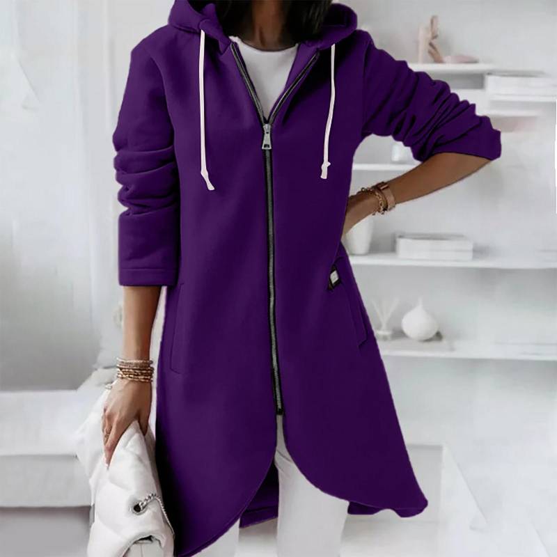 Lässiger, lockerer, langärmliger, gepolsterter Sweatshirt-Mantel mit Kapuze für Damen XXXXXL violett von Joom DACH