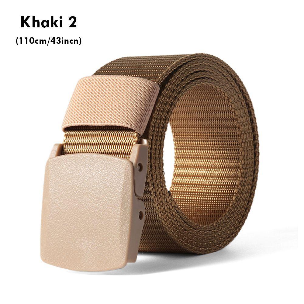 Lässiger, metallfreier Sicherheitscheck, taktischer Bund, Nylon-Taillengürtel, Militär-Webgürtel für dicke Männer Khaki 2 (110cm) von Joom DACH