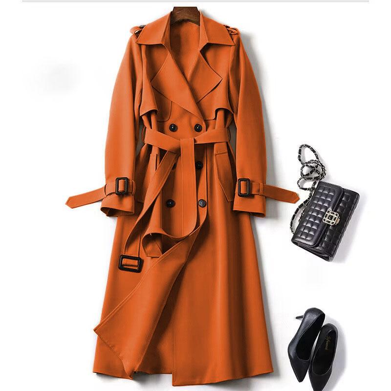 Lässiger, mittellanger, einfarbiger Trenchcoat für Damen im Frühling und Herbst XXL orange von Joom DACH