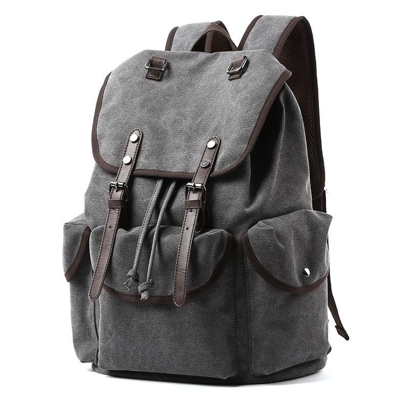 Lässiger Canvas-Rucksack, Modischer Studenten-Schulrucksack für Herren, Retro-Reiserucksack 15 inches. graue von Joom DACH