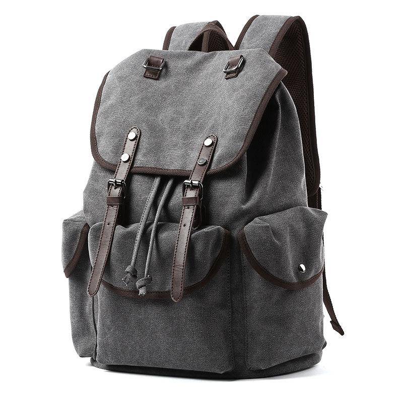 Lässiger Canvas-Rucksack, Modischer Studenten-Schulrucksack für Herren, Retro-Reiserucksack 15 inches. graue von Joom DACH